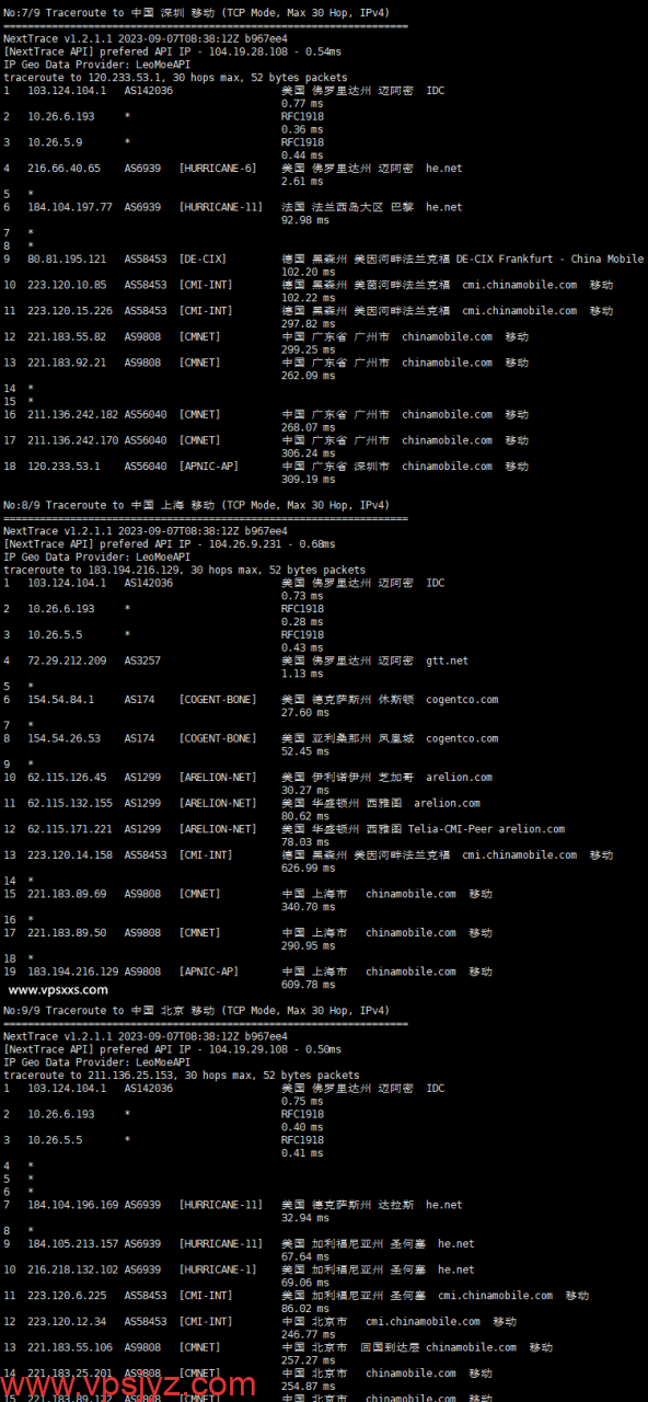 hosteons美国迈阿密vps移动回程路由