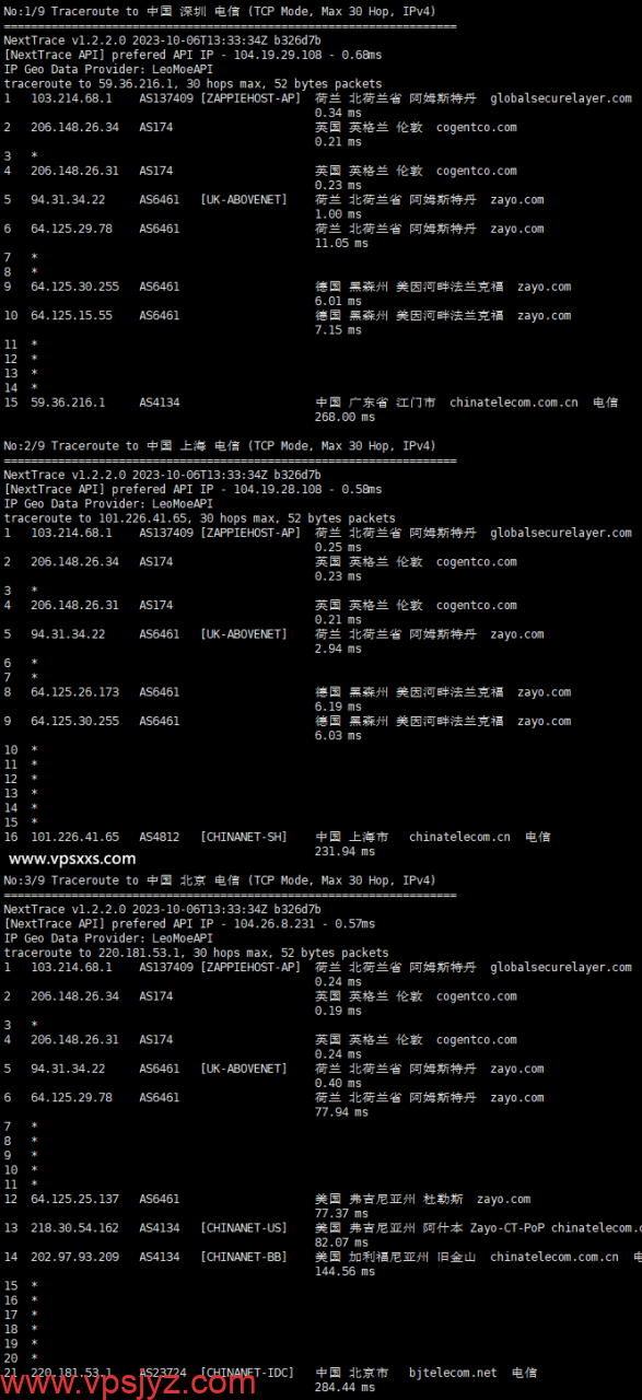 ExtraVM荷兰vps电信回程路由