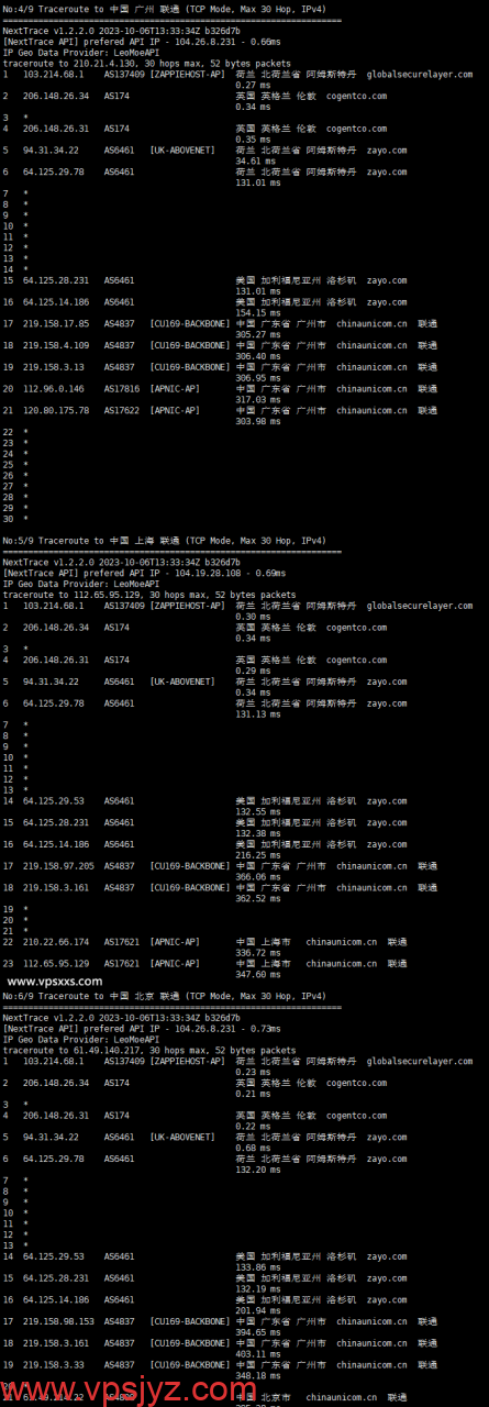 ExtraVM荷兰vps联通回程路由