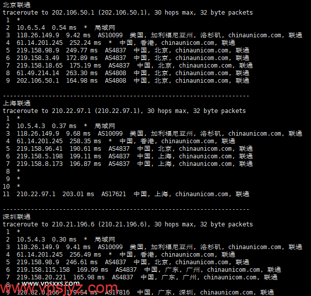 OneTechCloud美国4837线路VPS联通回程路由