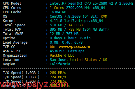RackNerd美国圣何塞VPS硬件测试