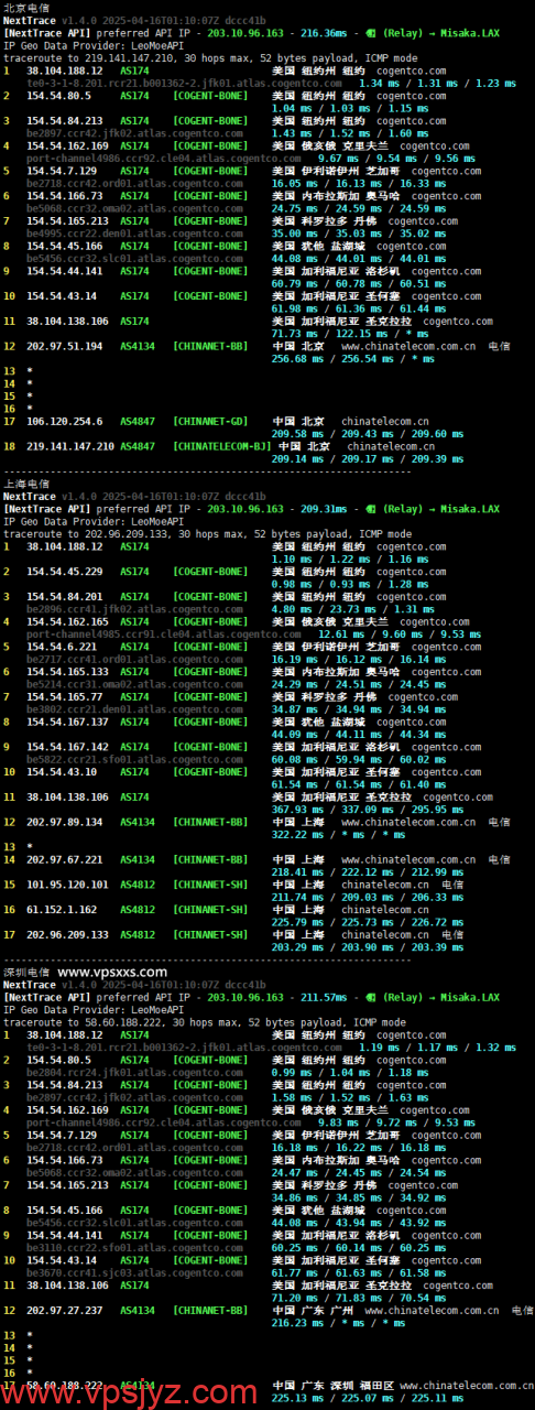 丽萨主机美国纽约家宽VPS电信回程路由