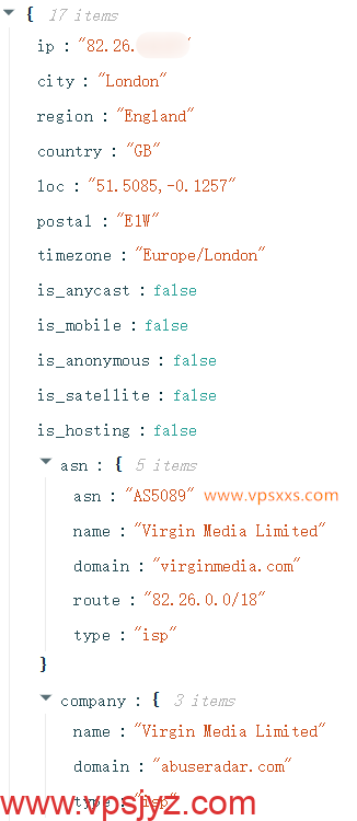 丽萨主机英国新住宅IP VPS ipinfo.io是否住宅IP检测