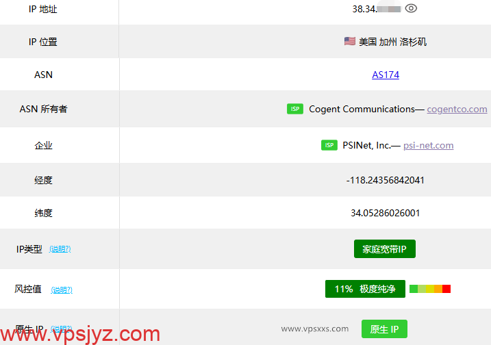 六六云美国双ISP VPS ping0.cc检测