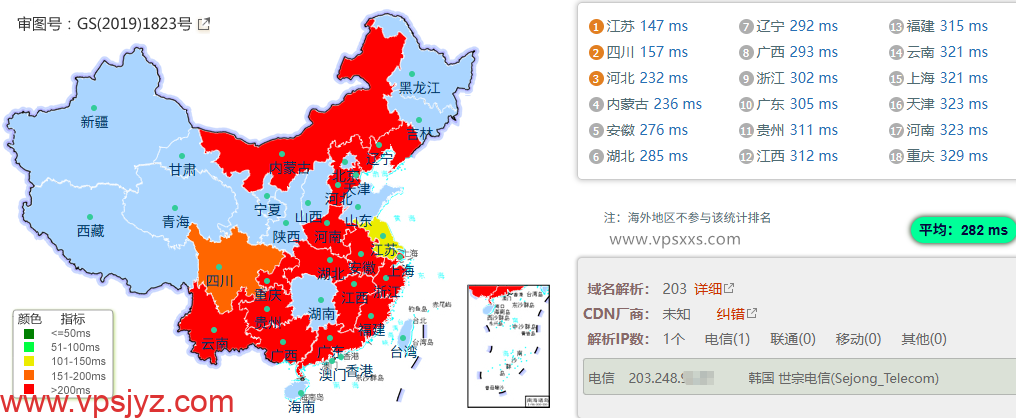 LOCVPS韩国双ISP原生IP VPS国内ping