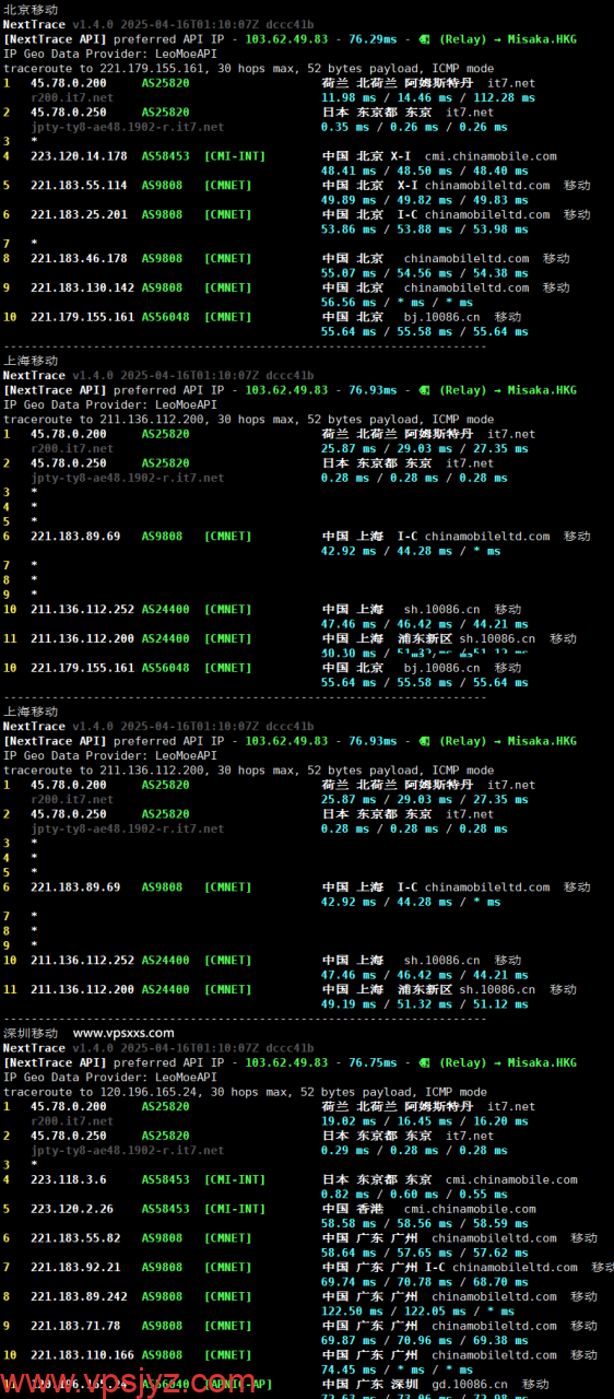 搬瓦工日本DC39 v2机房VPS移动回程路由