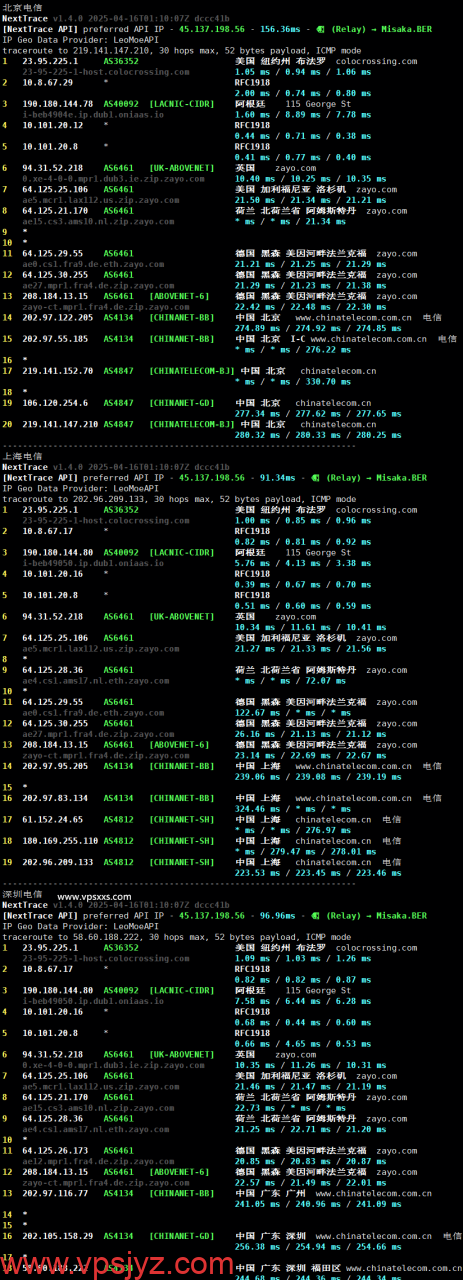 RackNerd爱尔兰VPS电信回程路由