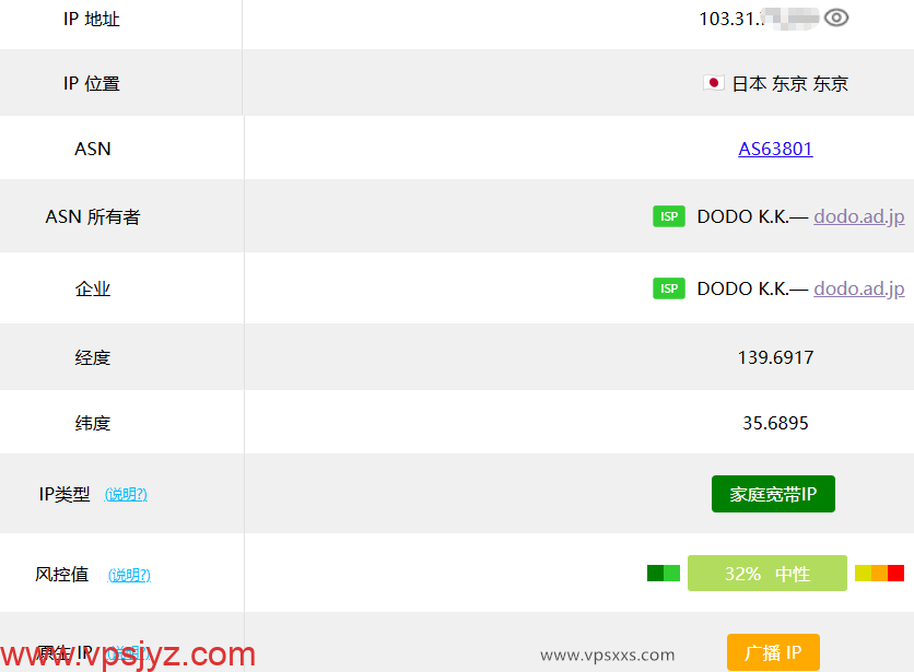 ZoroCloud日本住宅VPS ping0.cc是否家宽IP检测