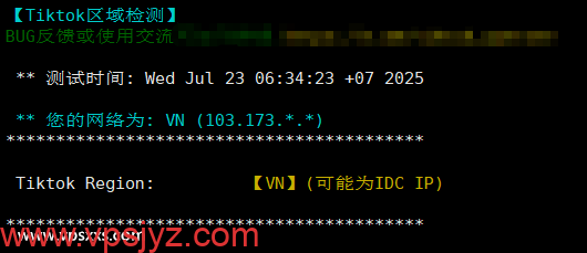 DataOnline越南VPS Tiktok解锁能力测试