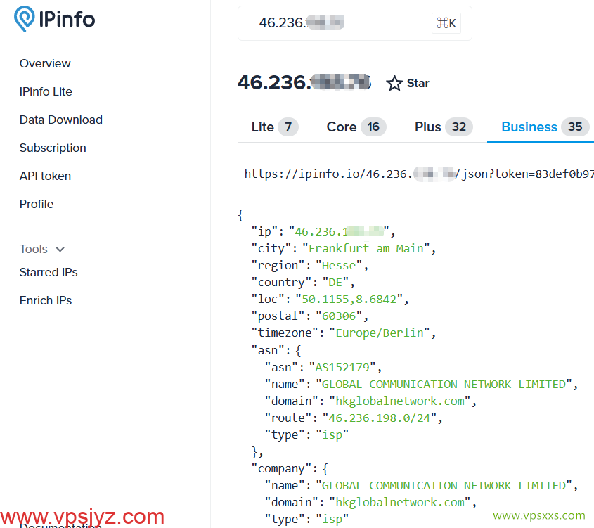 IPRaft德国双ISP VPS ipinfo.io是否住宅IP检测