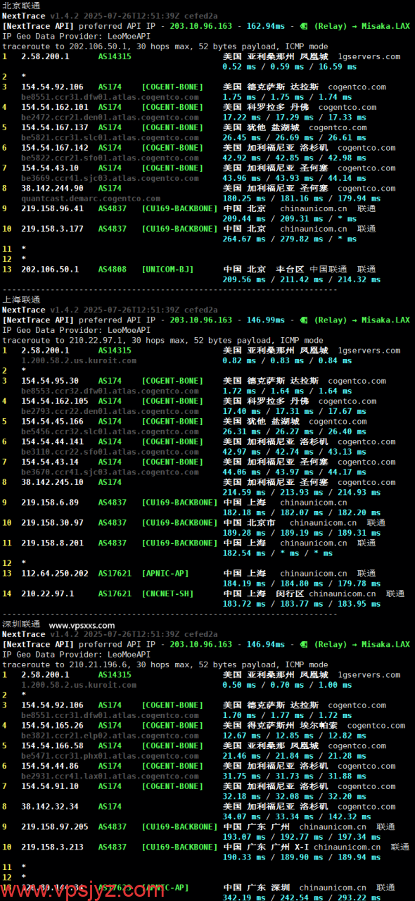 Kuroit美国达拉斯VPS联通回程路由