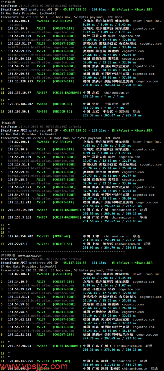 justhost立陶宛VPS联通回程路由