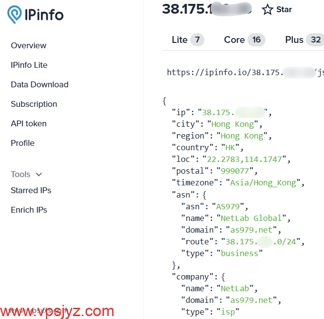 ZgoCloud香港AMD VPS ipinfo.io是否住宅IP检测