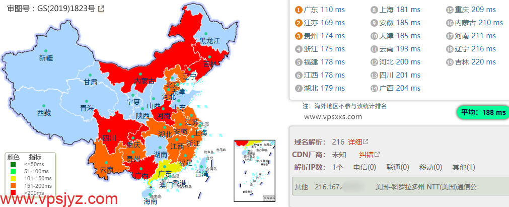 六六云美西NTT原生双ISP VPS国内ping
