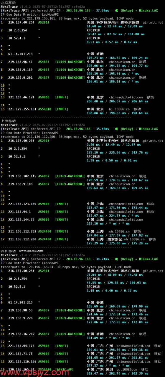 六六云美西NTT原生双ISP VPS移动回程路由