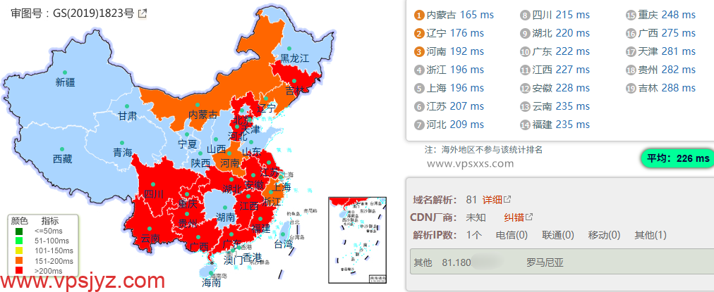 AlexHost罗马尼亚VPS国内ping