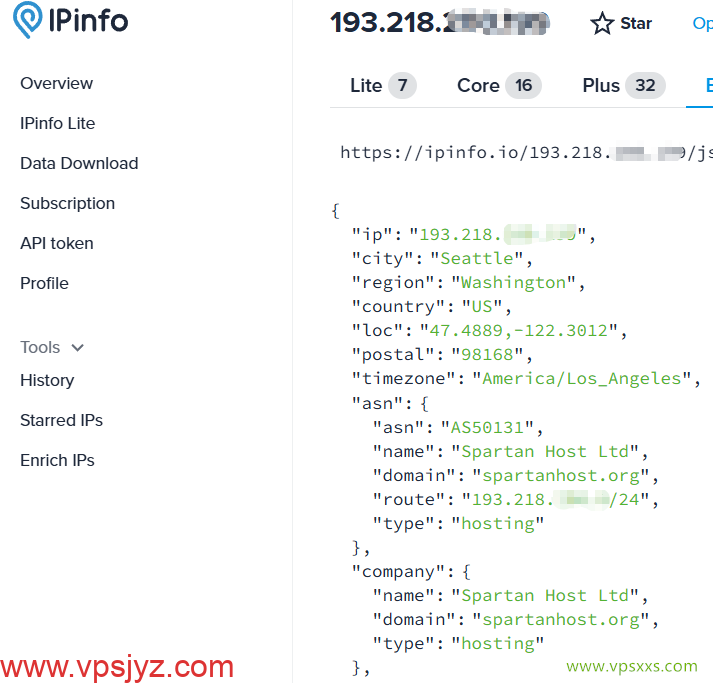 Tudcloud美国西雅图Premium VPS ipinfo.io是否住宅IP检测