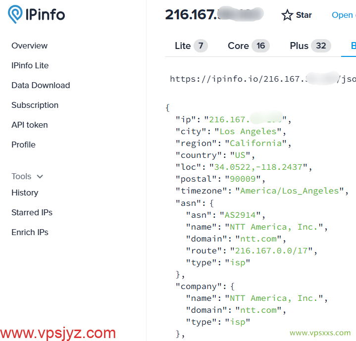 吉云美国4837双ISP VPS ipinfo.io是否住宅ip检测