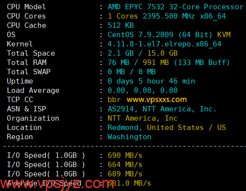 吉云美国4837双ISP VPS硬件测试