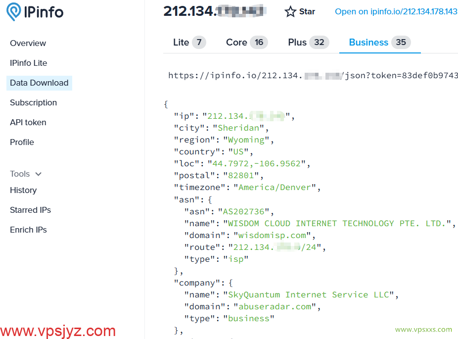 丽萨主机英国GTT住宅VPS ipinfo.io是否住宅IP检测