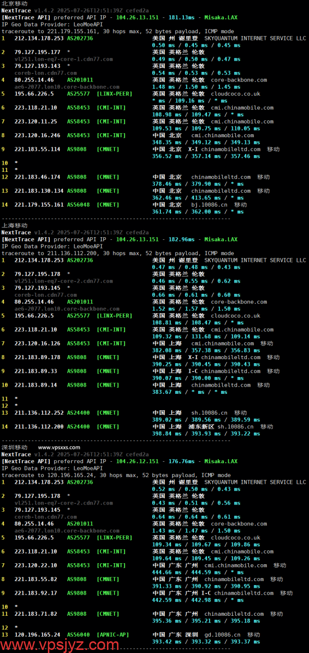 丽萨主机英国GTT住宅VPS移动回程路由