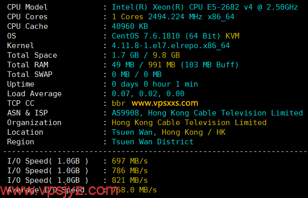 丽萨主机香港iCable住宅VPS硬件测试