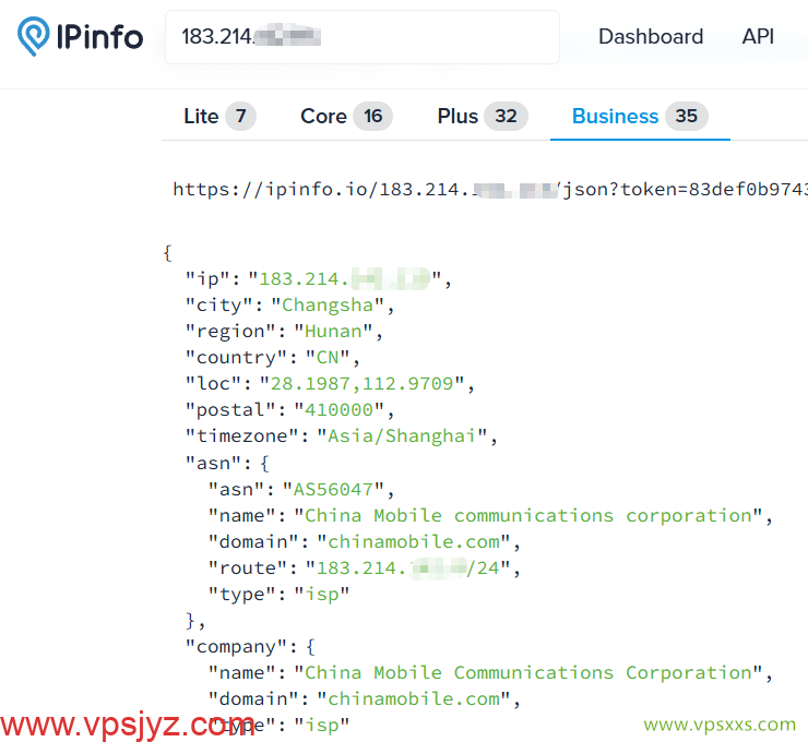 LOCVPS湖南移动VPS ipinfo.io是否住宅IP检测