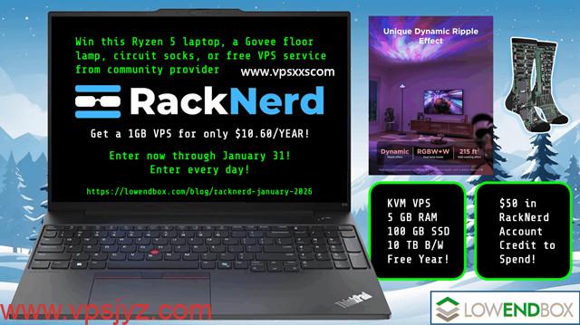 RackNerd送联想电脑/落地灯/免费VPS等，服务器10.6美元/年，美国/加拿大/法国机房，送双倍流量，支持支付宝/银联卡/Paypal_vps加油站