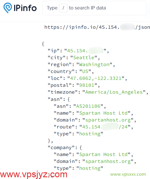 Tudcloud美国西雅图VPS ipinfo.io是否住宅IP检测