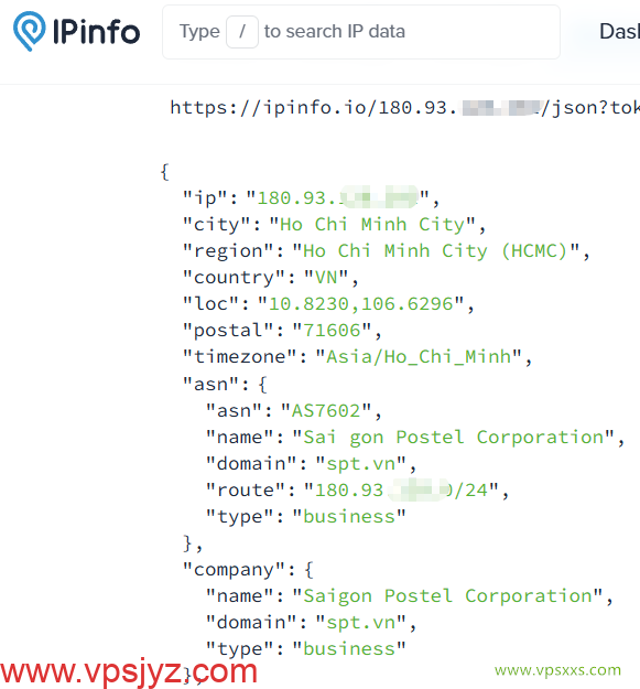丽萨主机越南双ISP VPS ipinfo.io是否住宅IP检测