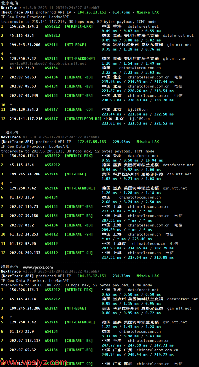 AkileCloud德国BGP VPS电信回程路由