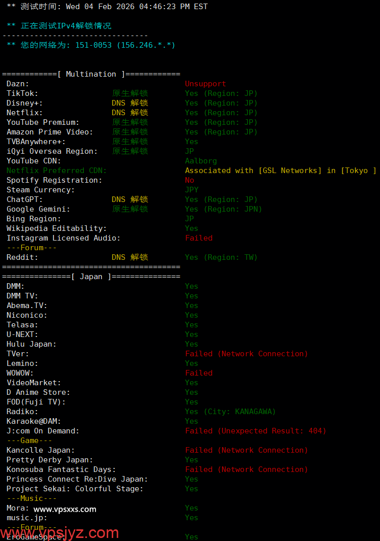 AkileCloud日本JPHyper VPS流媒体解锁能力测试