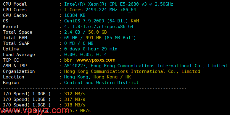 华纳云香港轻量国际线路云服务器硬件测试