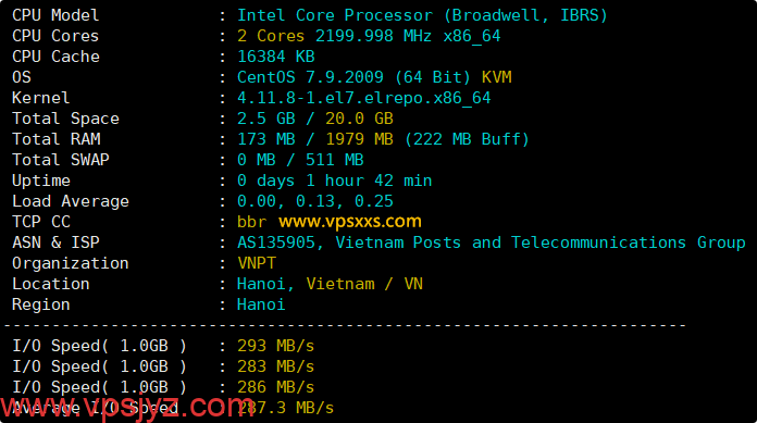 荫云越南双ISP VPS硬件测试