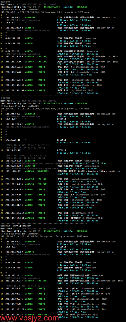 WePC巴西TikTok VPS移动回程路由