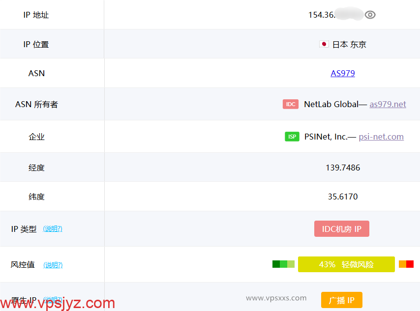 ZgoCloud日本东京VPS ping0.cc是否家庭IP检测