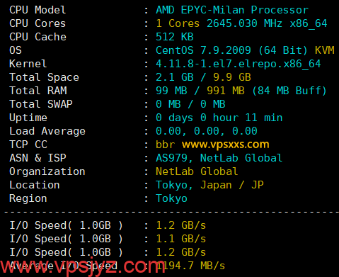 vmiss日本东京三网优化VPS硬件测试