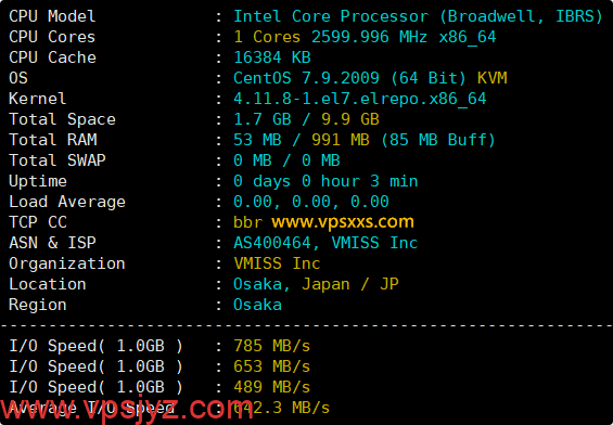 vmiss日本大阪IIJ VPS硬件测试