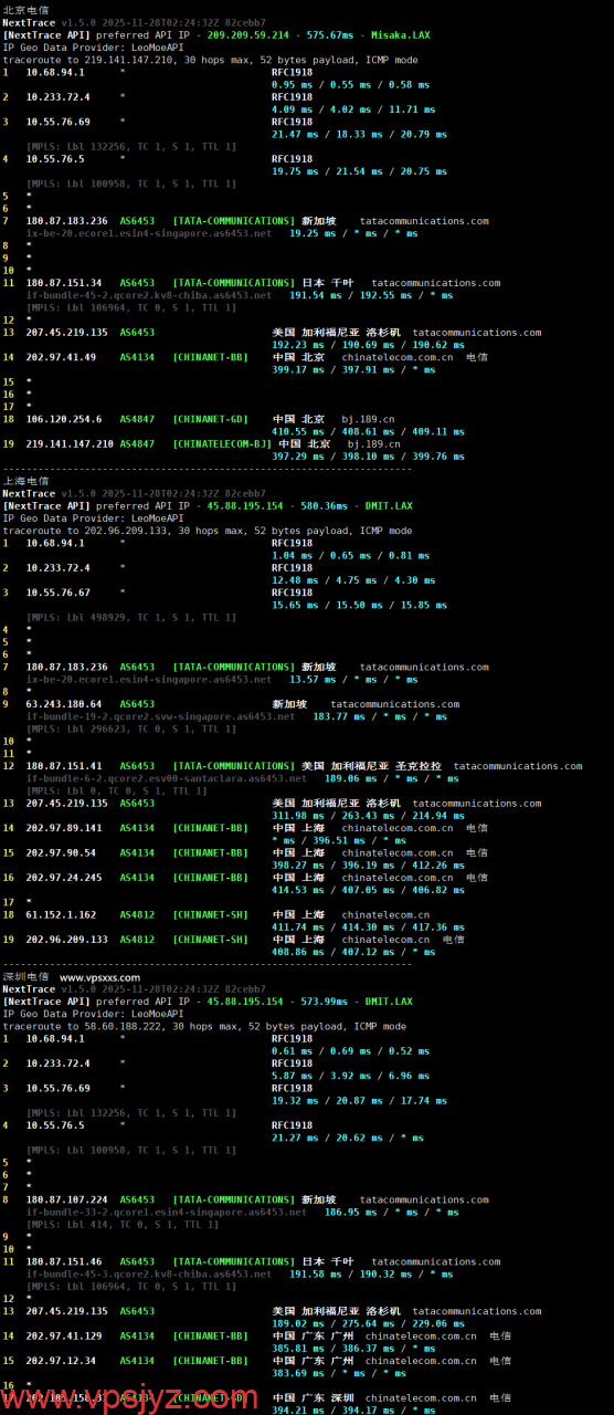 荫云马来西亚真家宽VPS电信回程路由