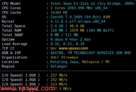 荫云马来西亚真家宽VPS硬件测试