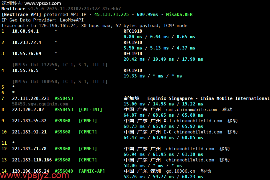 荫云马来西亚真家宽VPS移动回程路由