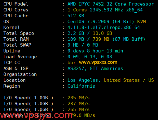 NovixLink美国GTT VPS硬件测试
