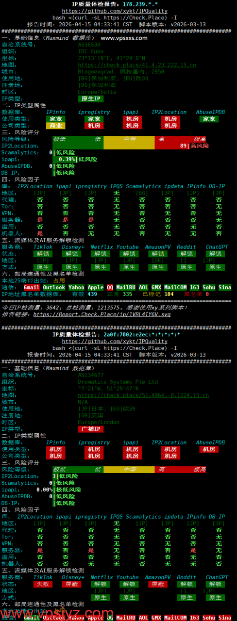 OrangeVPS日本东京VPS IP质量体检报告