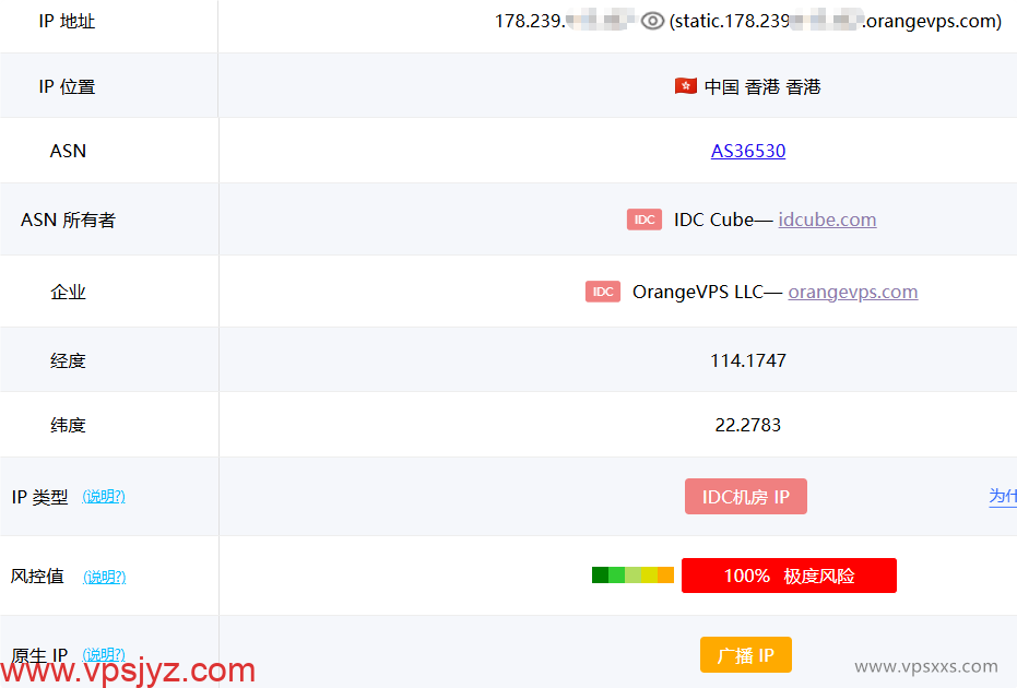 OrangeVPS日本东京VPS ping0.cc是否家庭IP检测