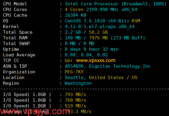 RAKsmart美国西雅图精品CN2 VPS硬件测试