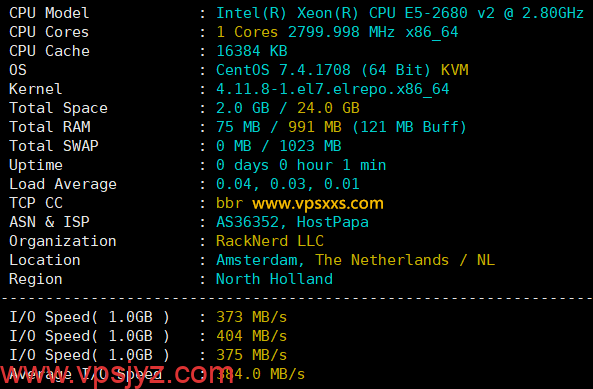 RackNerd荷兰VPS硬件测试
