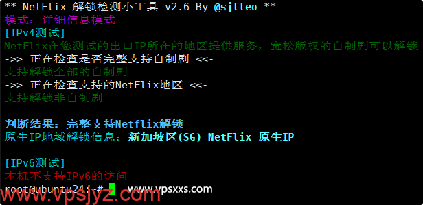StarryDNS新加坡VPS是否原生IP检测