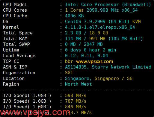 StarryDNS新加坡VPS硬件测试