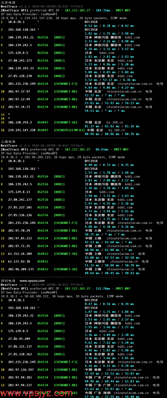 Tokyonline日本KDDI VPS电信回程路由