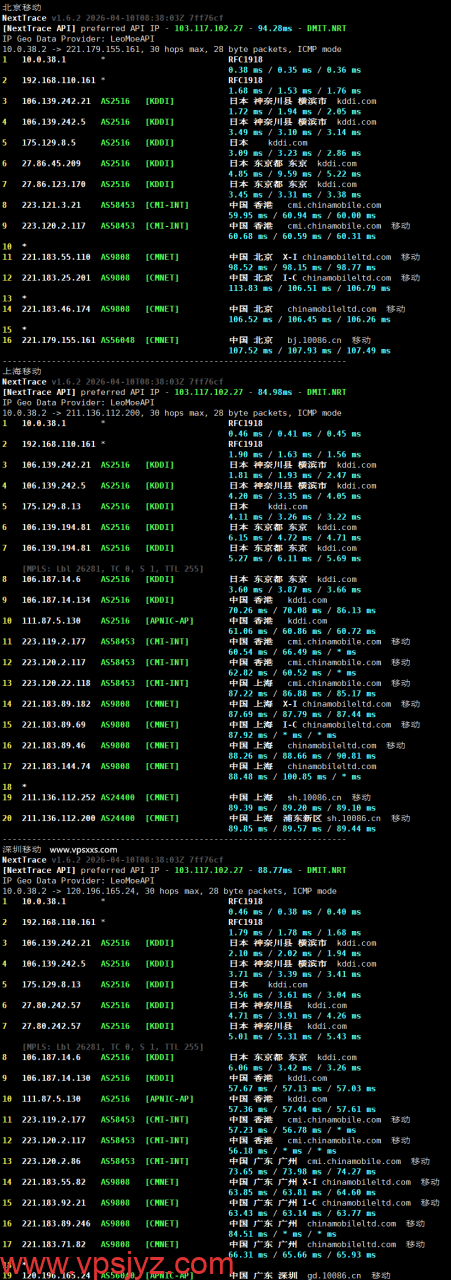 Tokyonline日本KDDI VPS移动回程路由